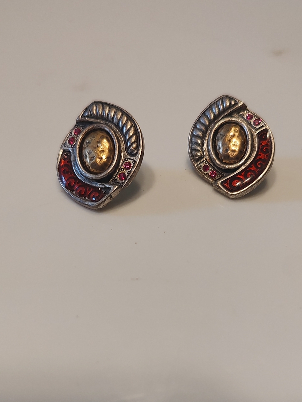 vintage Chicos Gold And Silver Tone Rhinestone Stud Earrings